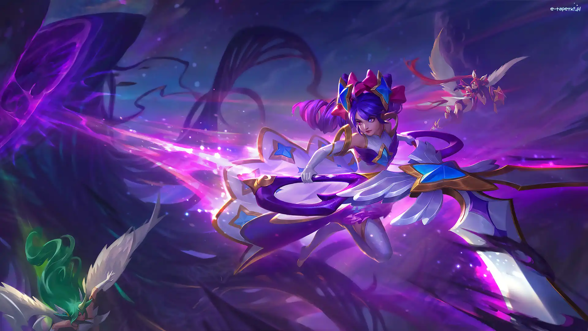 Gwen, League of Legends, Niebieskie, Włosy, Postać, Gwiazda, Kobieta, Gra
