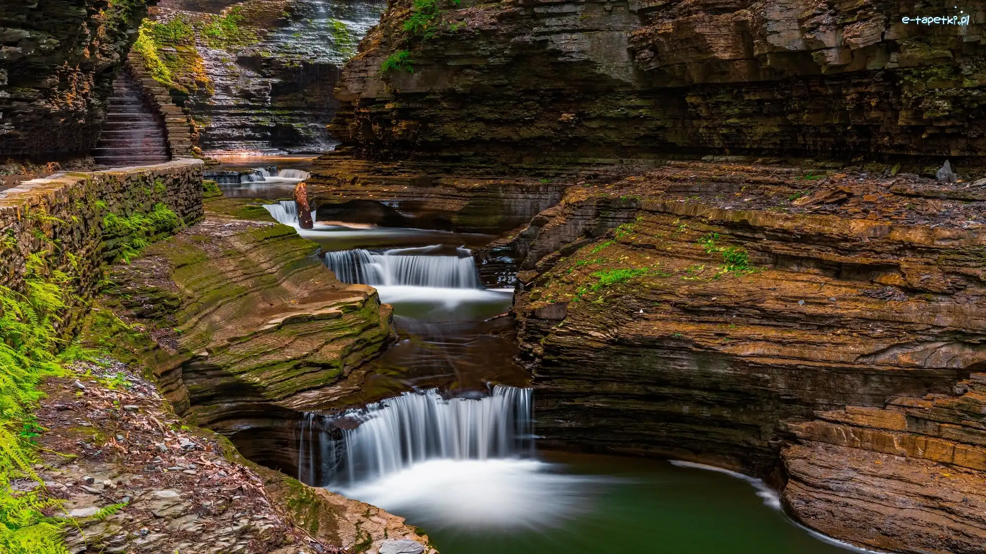 Wodospad, Watkins Glen State Park, Skały, Rainbow Falls, Stan Nowy Jork, Stany Zjednoczone