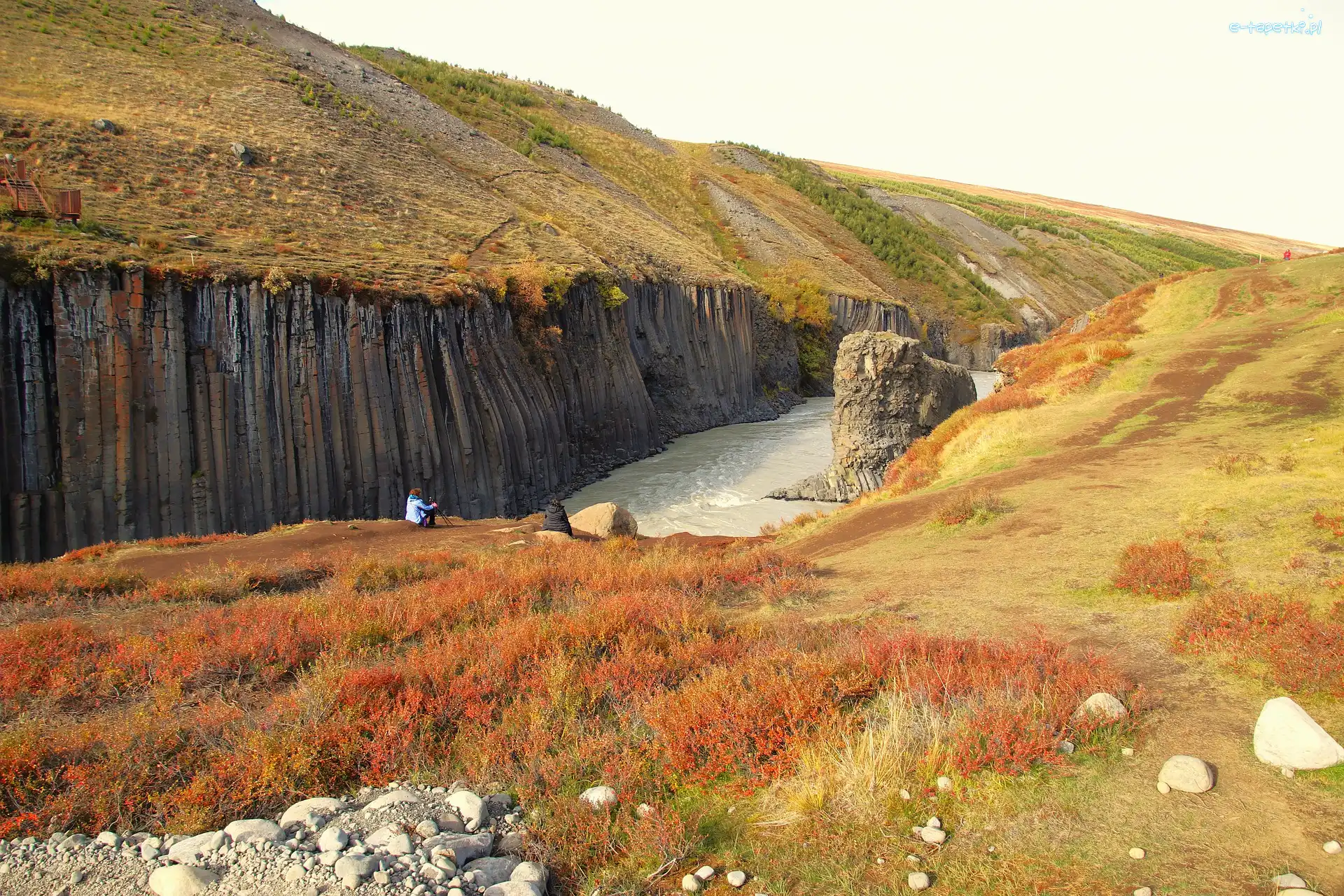 Skały, Wąwóz, Studlagil, Islandia, Kanion, Jesień