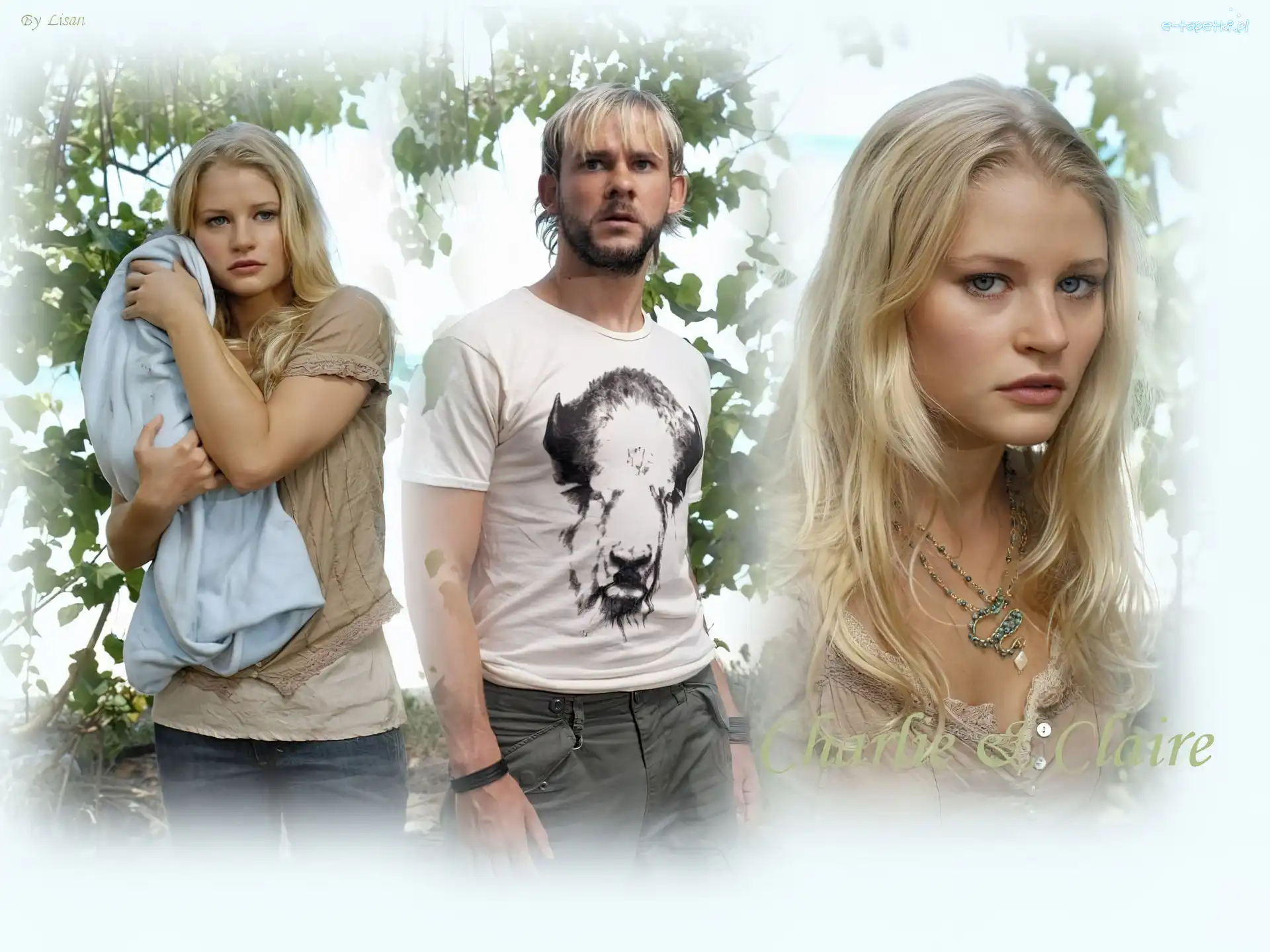 Filmy Lost, Dominic Monaghan, Emilie Ravin, liście, niemowlę