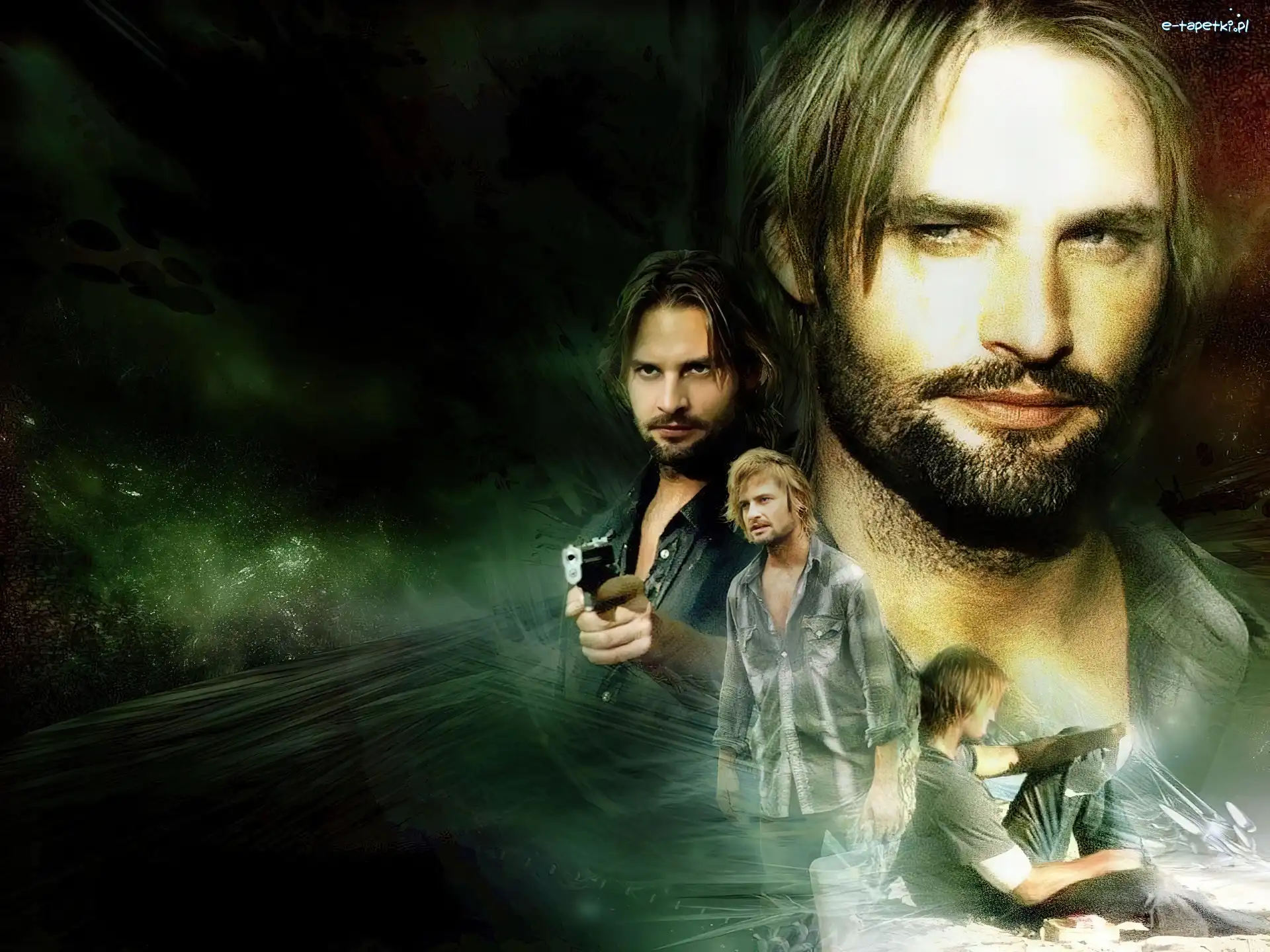 Josh Holloway, koszula, pistolet, Filmy Lost