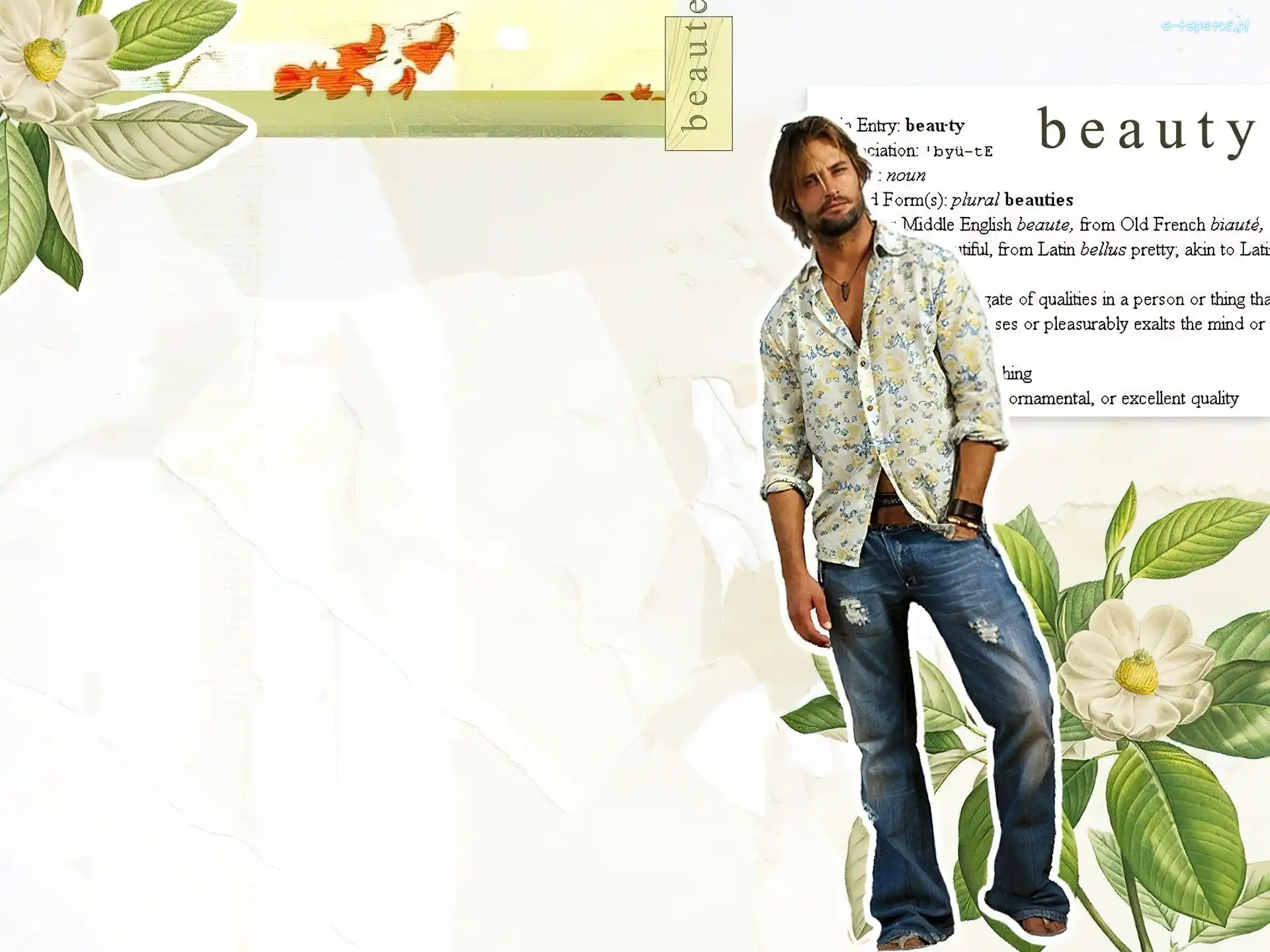 kwiaty, Zagubieni, Josh Holloway, Lost, Serial, tło, białe