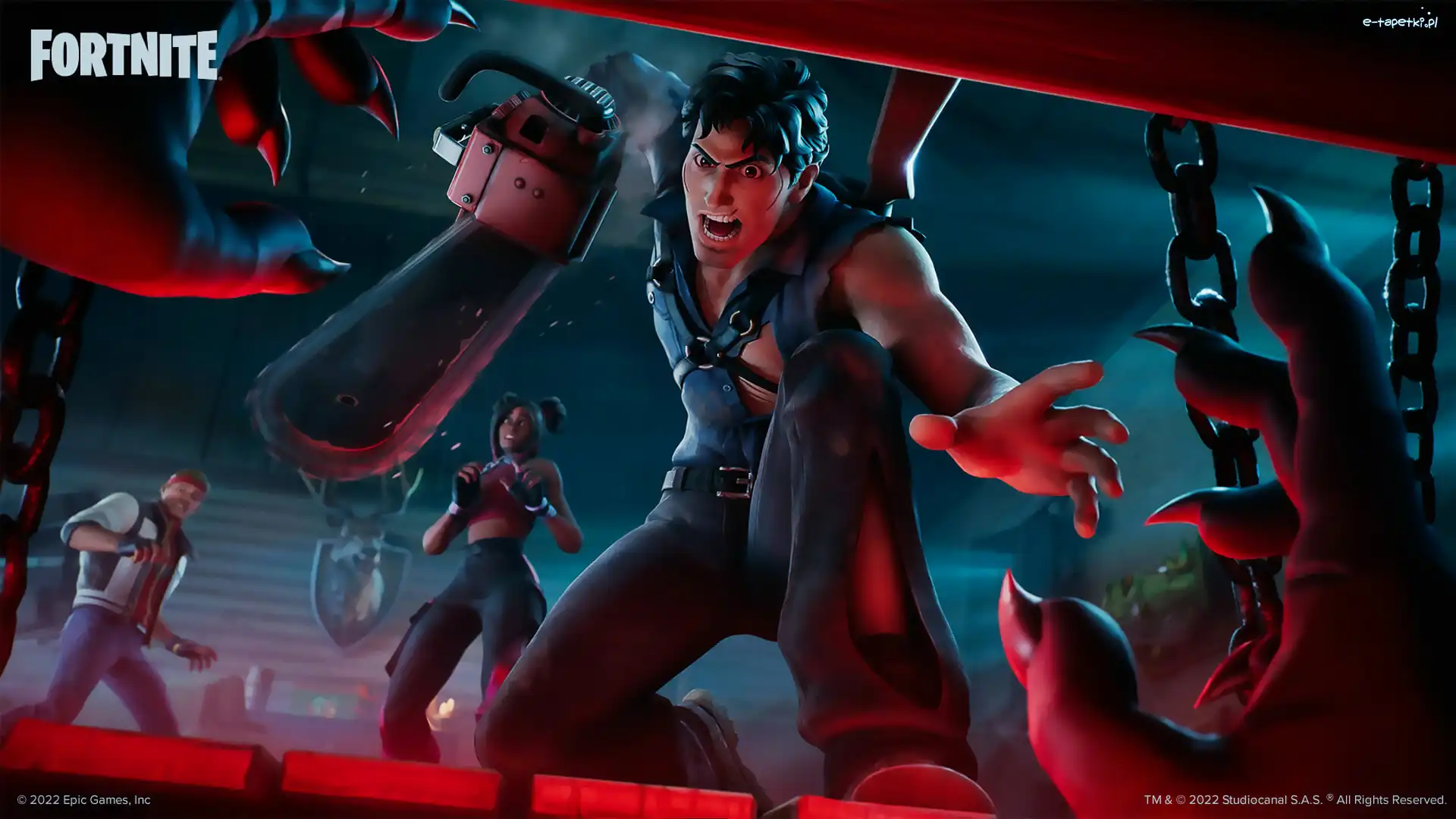 Piła, Ash Williams, Łańcuchy, Plakat, Postać, Fortnite