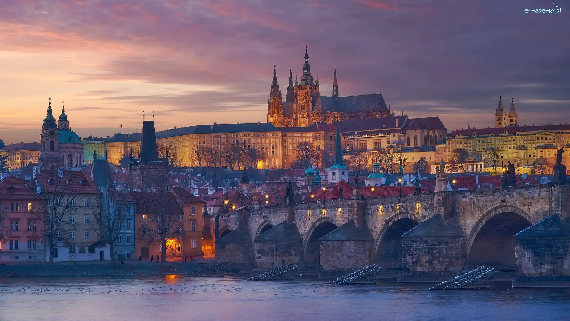 Praga, Zamek Praski, Hradczany, Czechy, Most, Domy