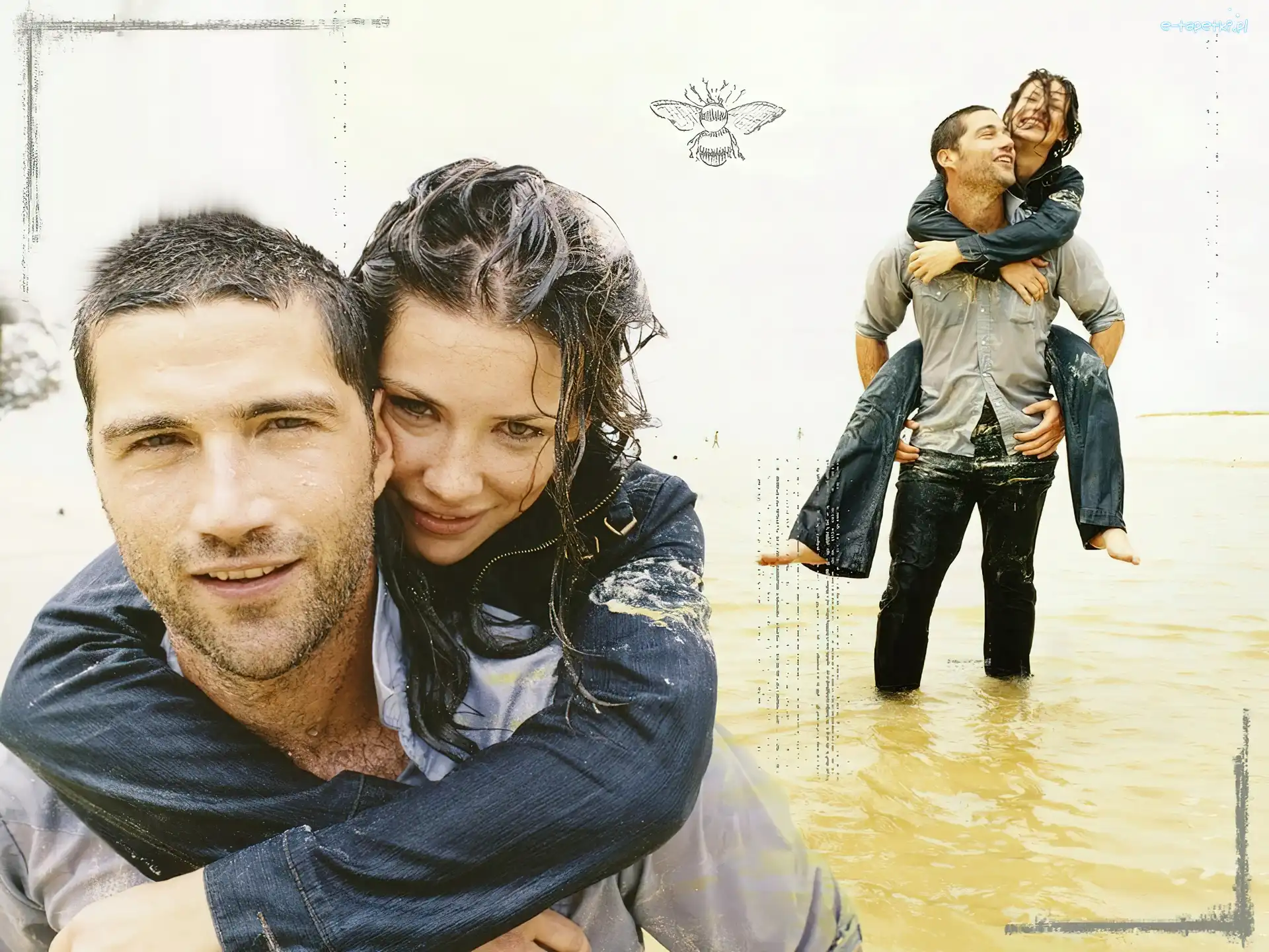 Evangeline Lilly, mokrzy, Matthew Fox, Filmy Lost
