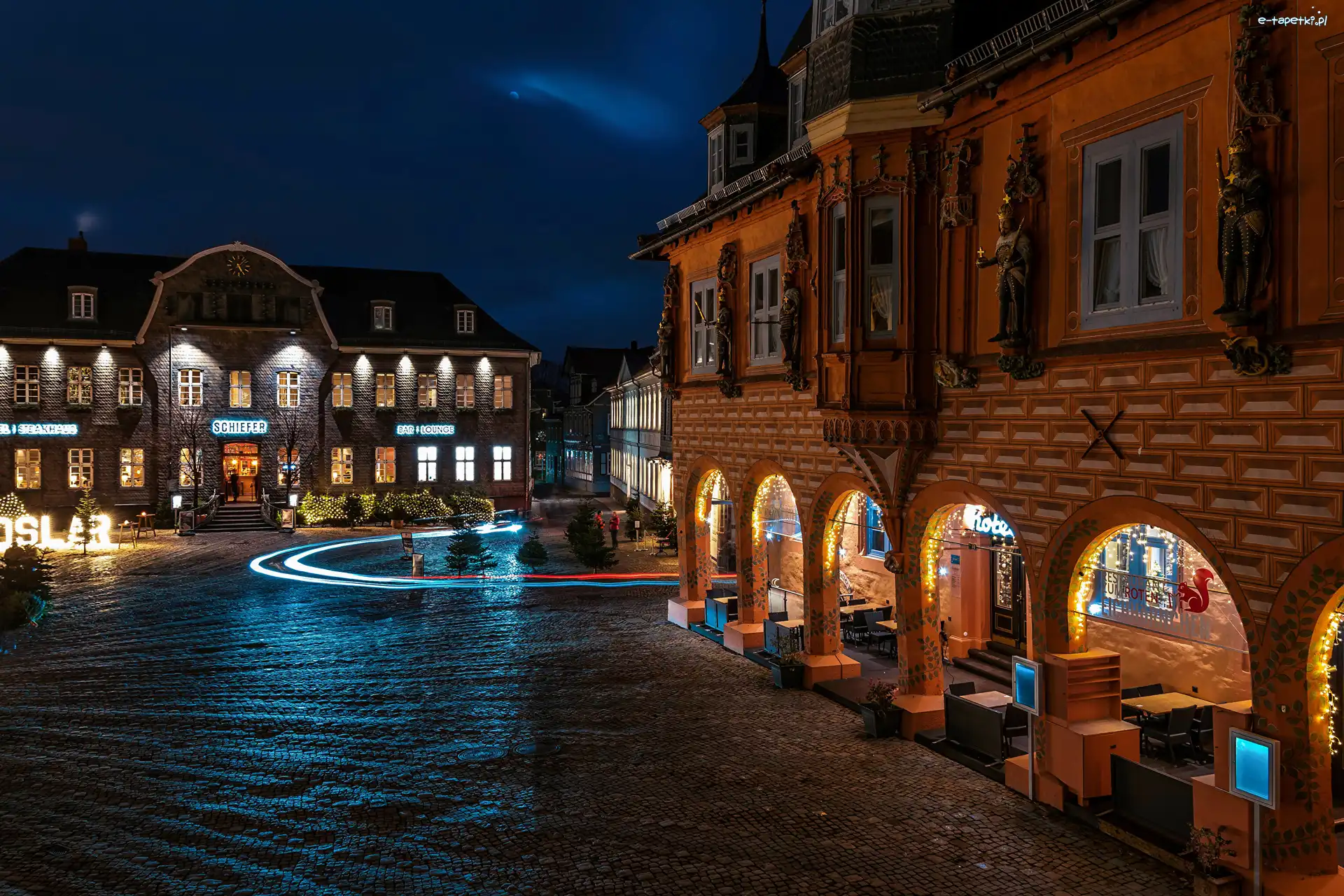 Noc, Goslar, Plac, Miasto, Niemcy, Hotel Kaiserworth, Dom