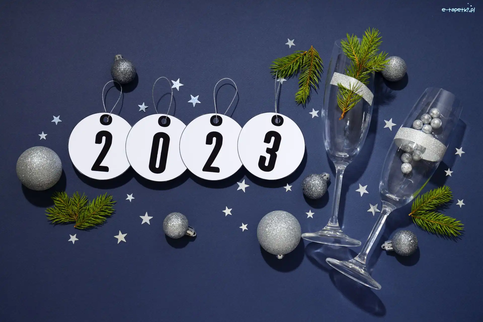 Bombki, 2023, Kieliszki, Zawieszki, Nowy Rok, Gałązki, Gwiazdki