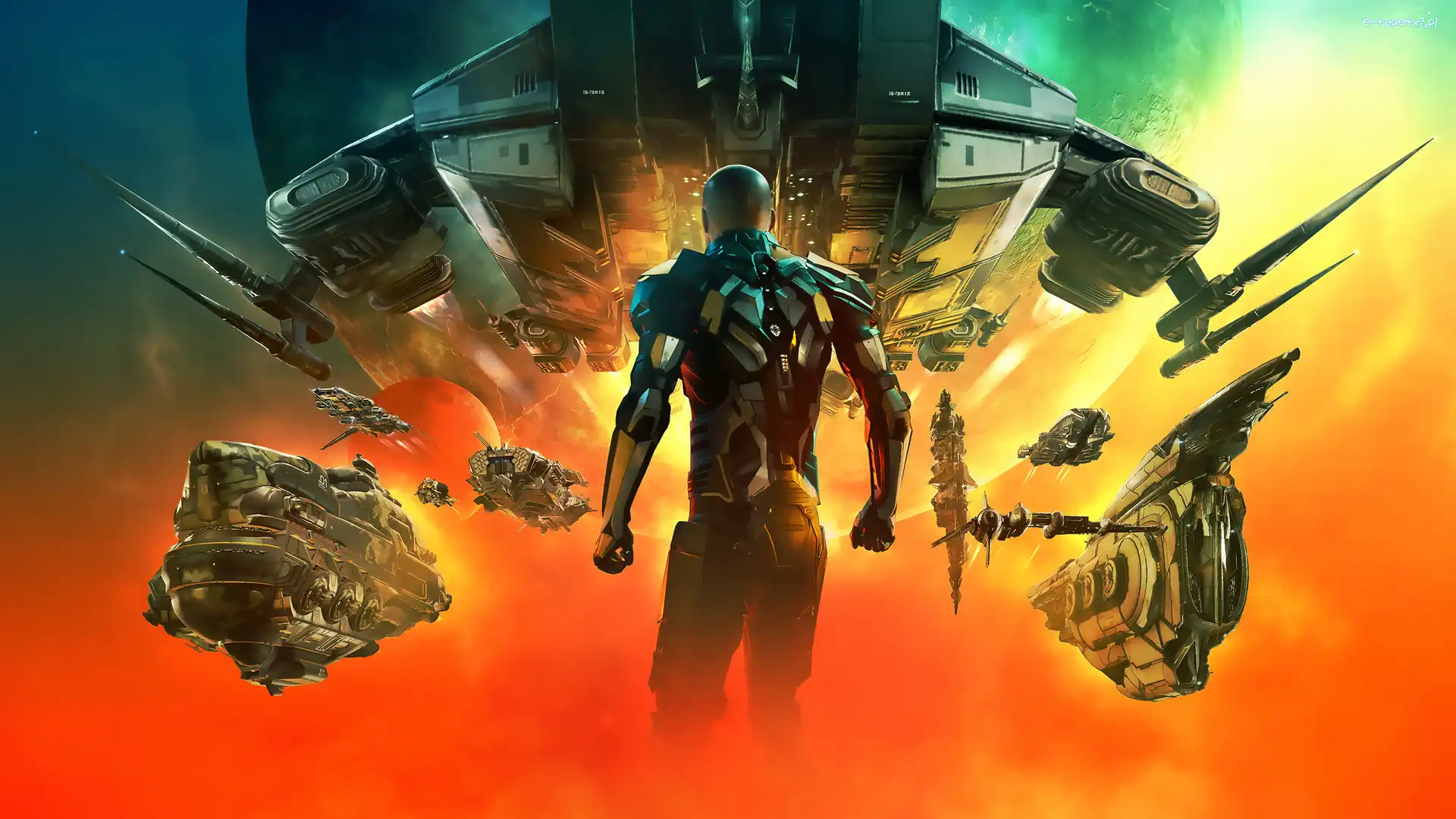 Kosmiczne, Cyborg, Statki, Plakat, EVE Online Uprising, Gra