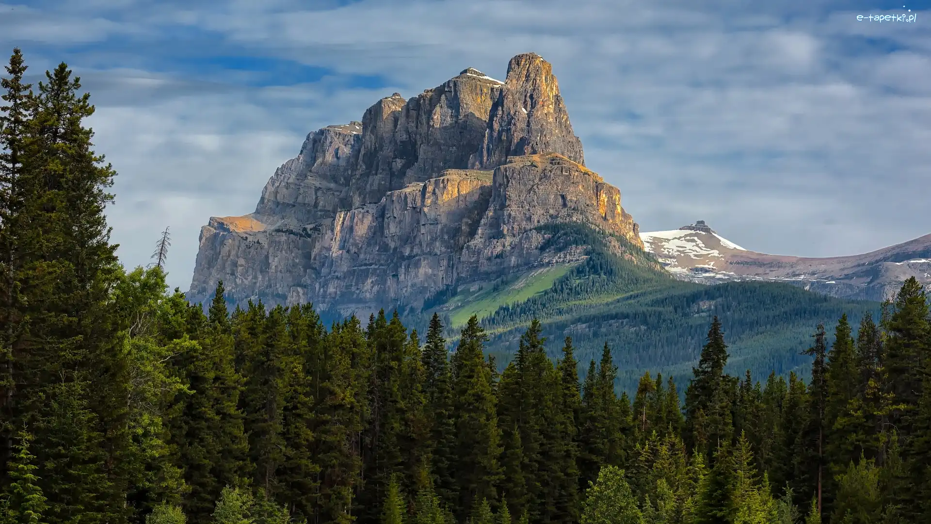 Park Narodowy Banff, Castle Mountain, Drzewa, Kanada, Góra, Góry