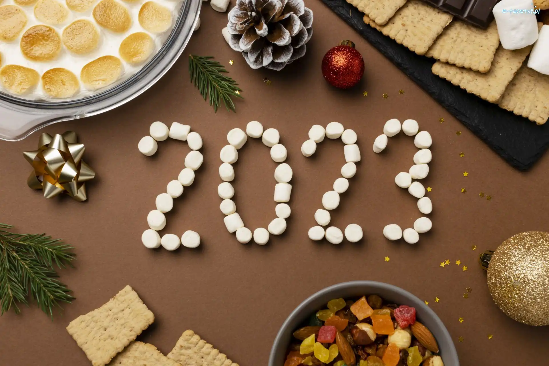 2023, Przekąski, Bombki, Pianki, Cyfry, Ciasteczka, Słodycze, Nowy Rok