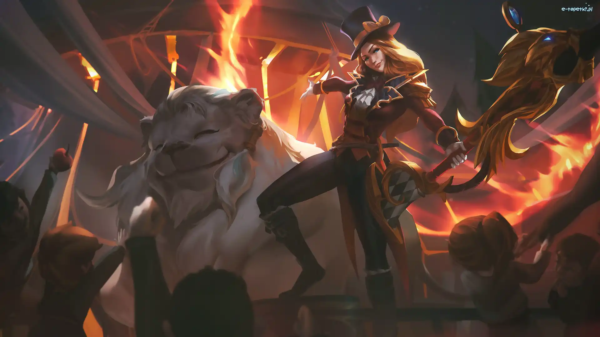 Dzieci, League of Legends, Przedstawienie, Tamer, Kobieta, Caitlyn, Lew, Gra, Postacie, Scena