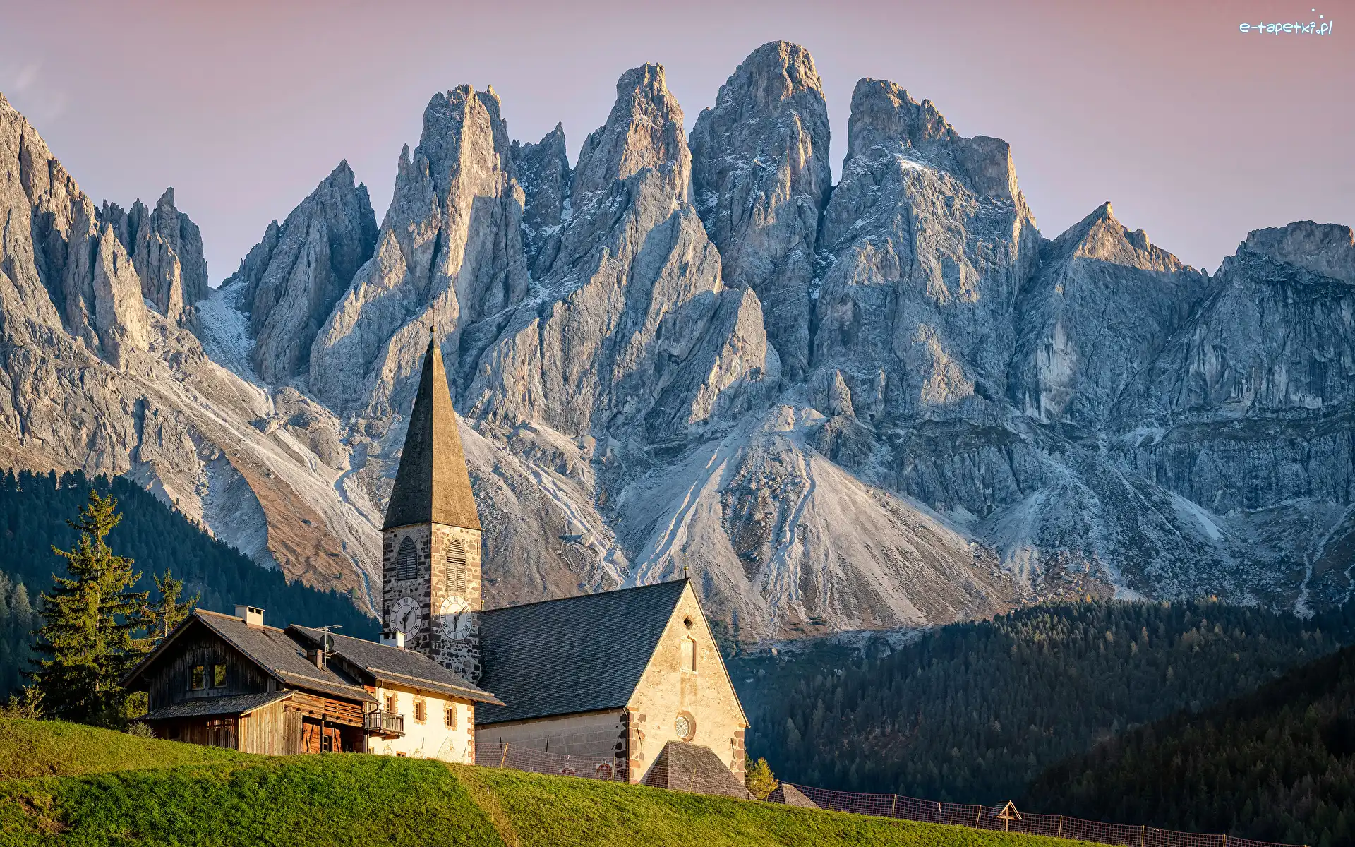 Kościół, Dolomity, Góry, Włochy, Kościół św Magdaleny