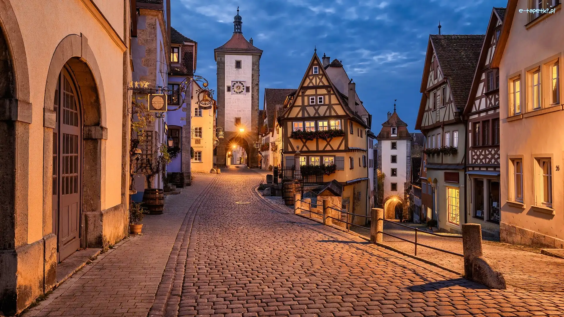Niemcy, Rothenburg ob der Tauber, Bawaria, Ulica, Domy