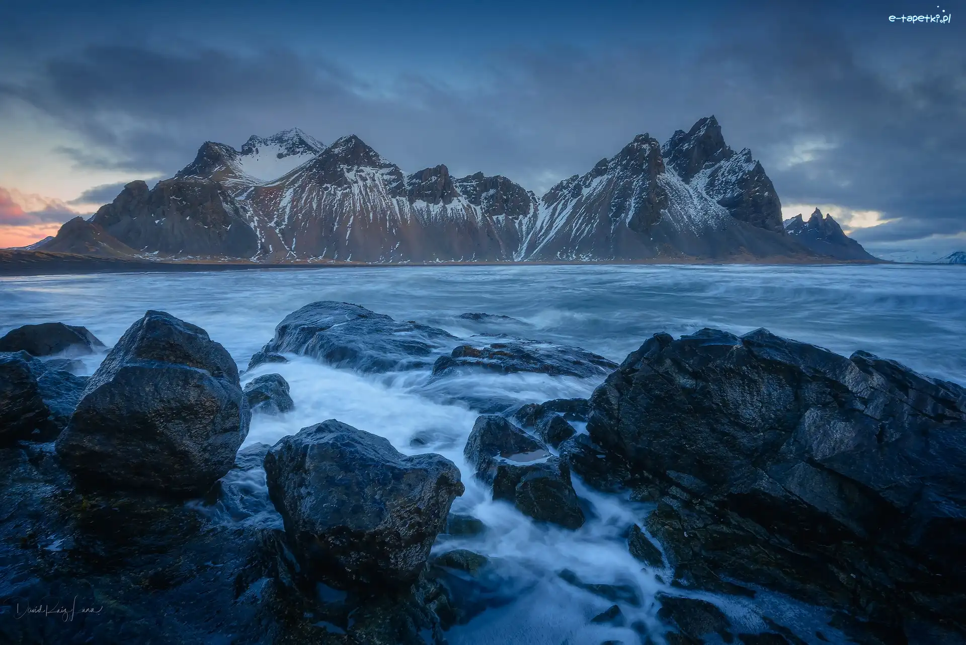 Cypel Stokksnes, Skały, Morze, Islandia, Vestrahorn, Góry