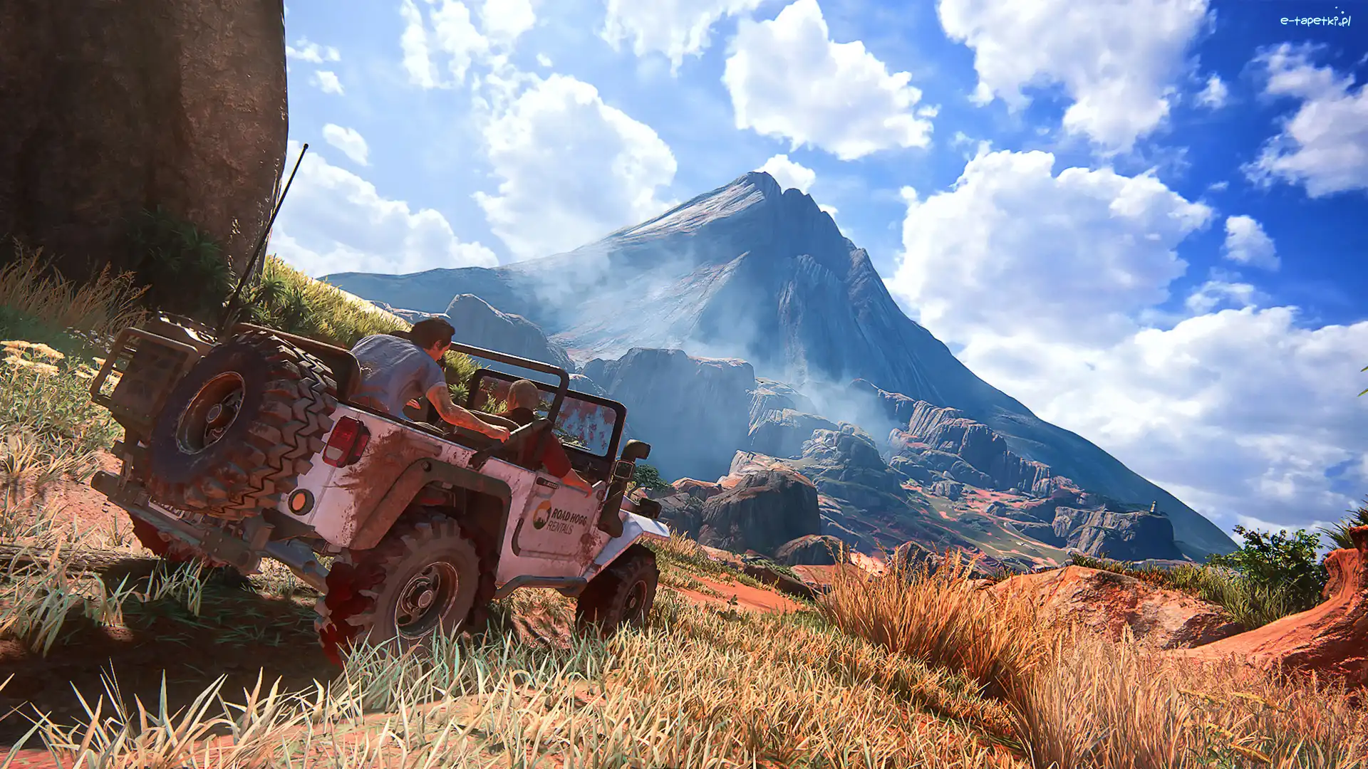 Różowy, PC, Wulkan, Terenowy, PS4, Uncharted 4 A Thiefs End, Samochód, Gry, XBOX, Góry