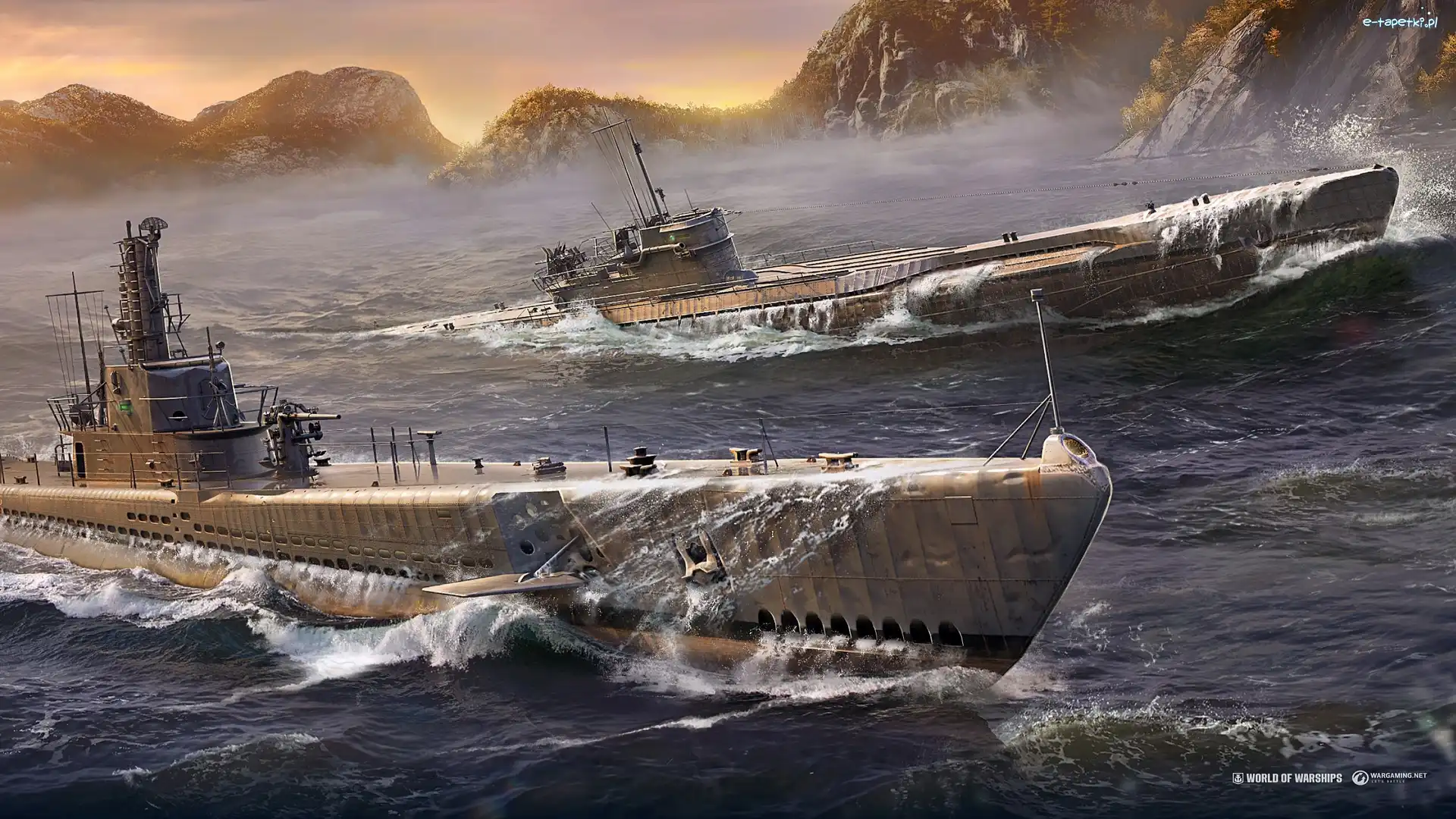 Skały, Okręty podwodne, Ocean, Cieśnina, World of Warships, Gra