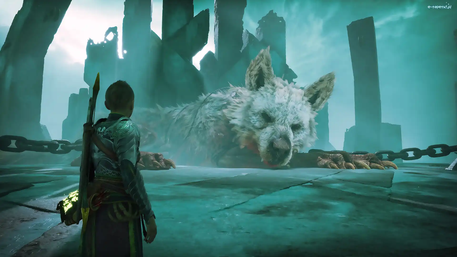 God of War Ragnarok, Atreus, Postać, Łańcuch, Wilk