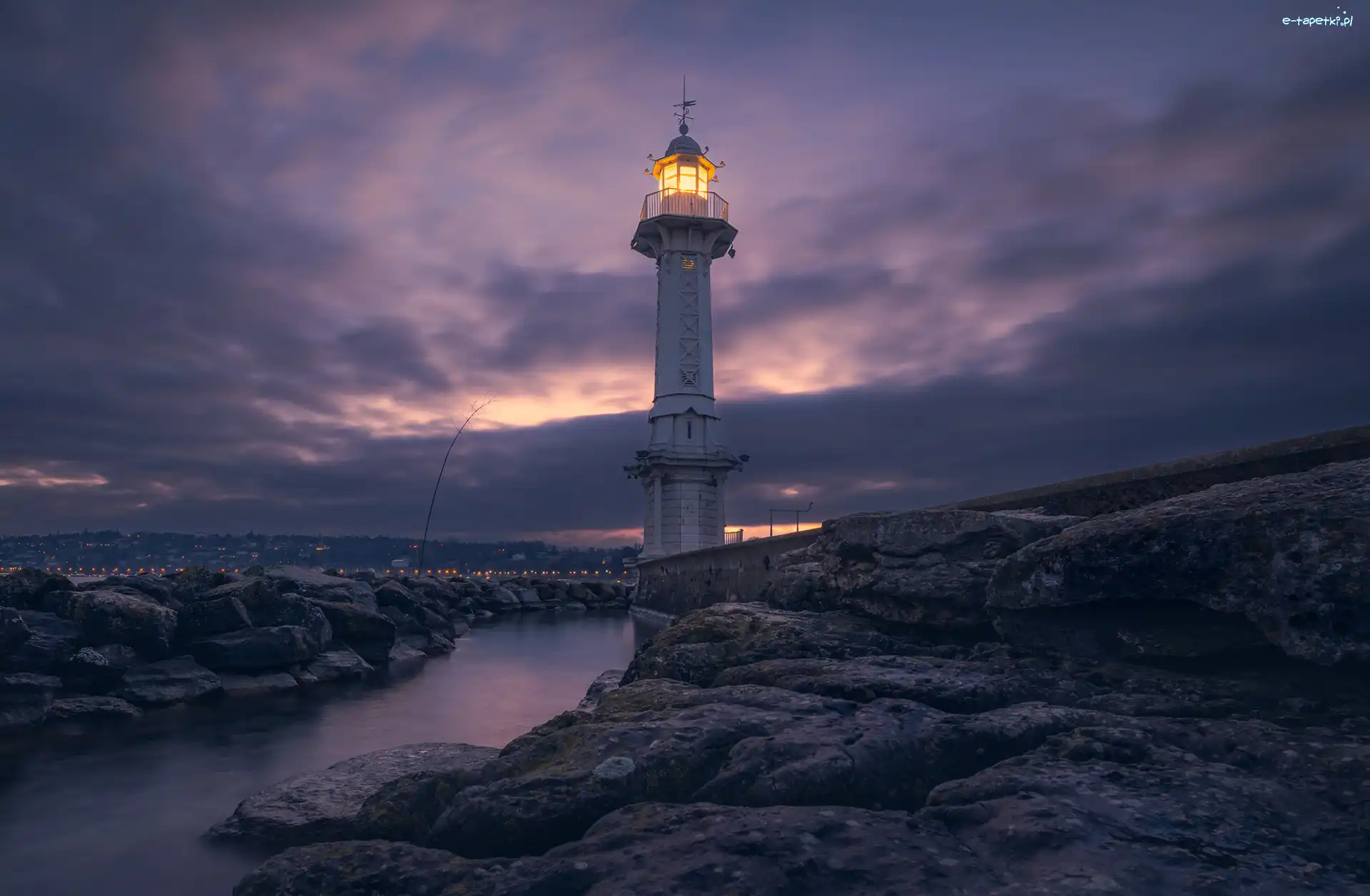 Phare des Paquis, Jezioro Genewskie, Latarnia morska, Kamienie, Genewa, Szwajcaria