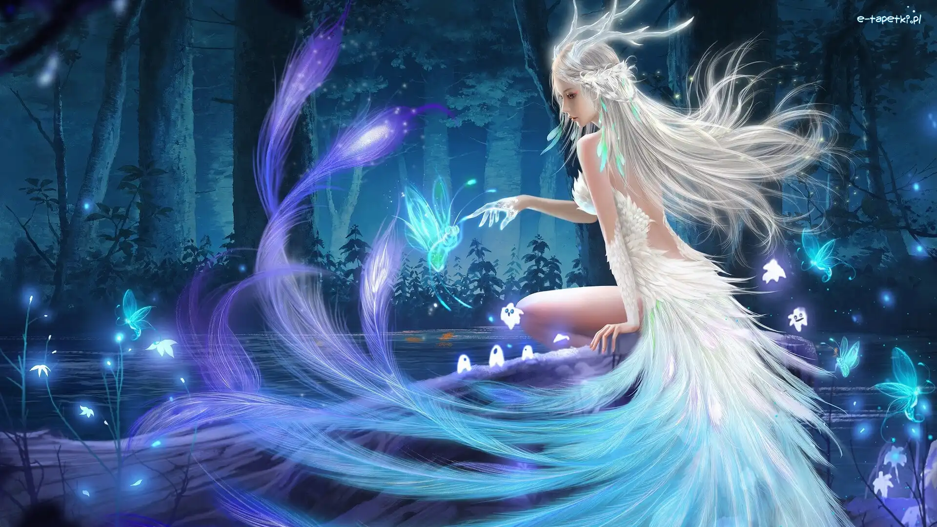 Drzewa, Magia, Światła, Fantasy, Wróżka