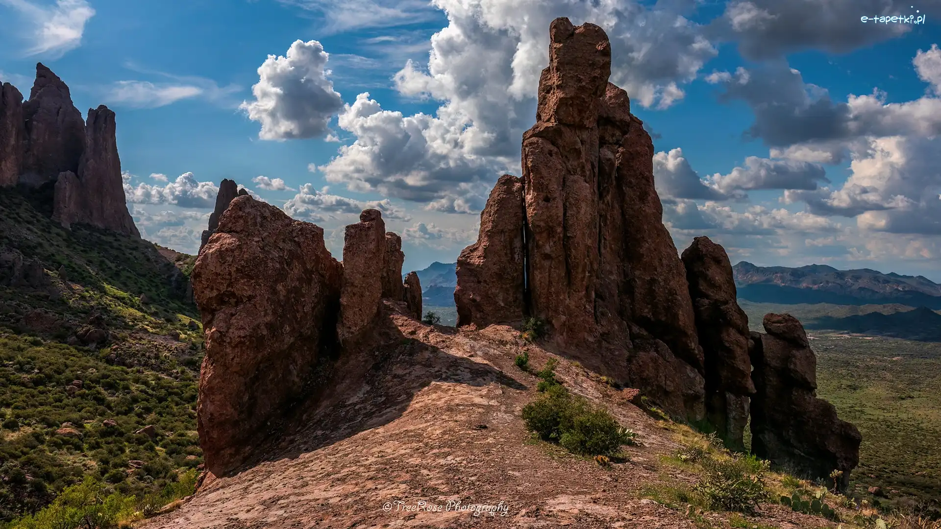 Stany Zjednoczone, Chmury, Góry, Niebo, Skały, Arizona, Superstition Mountains