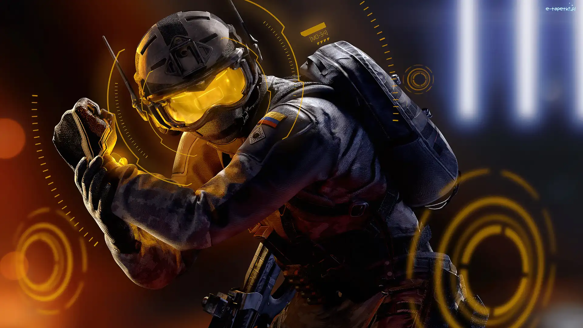Mężczyzna, Tom Clancys Rainbow Six Siege, Kask, Plecak, Postać, Kombinezon, Rękawice, Gra
