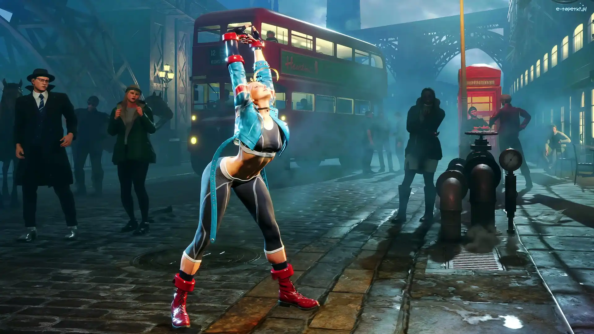 Gimnastyka, Kobieta, Postać, Street Fighter VI, Gra, Autobus, Przystanek, Cammy White, Ulica