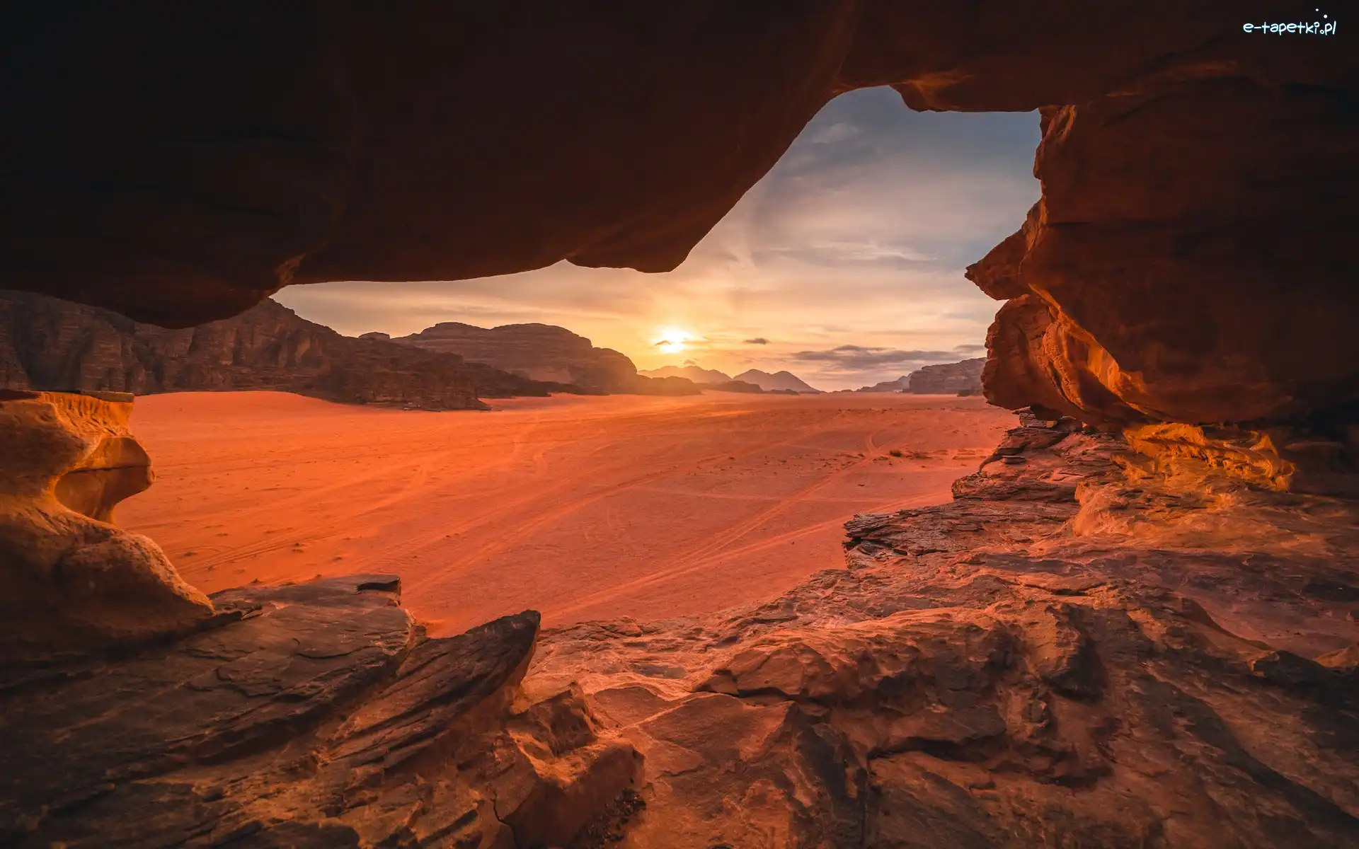 Jordania, Wadi Rum, Pustynia, Przebijające światło, Skały