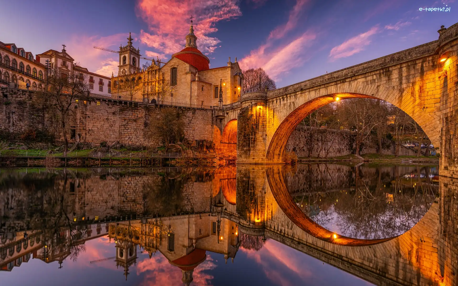 Klasztor, Most, Portugalia, Amarante, Ponte Sao Goncalo, Kościół, Odbicie, Rzeka Tamega