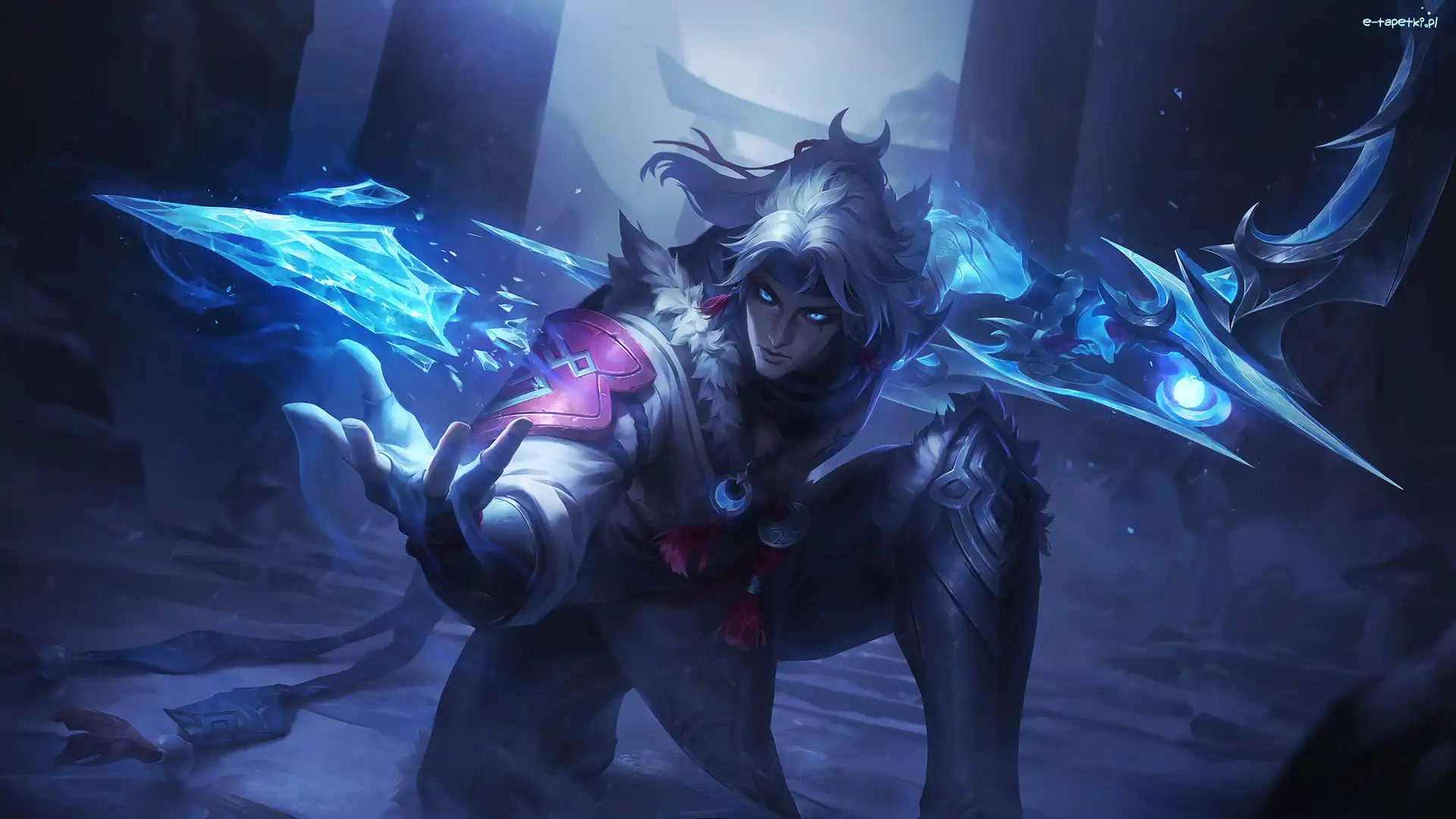 Mężczyzna, Varus, Snow Moon, League of Legends, Gra, Kryształ, Dłoń, Postać, Szabla