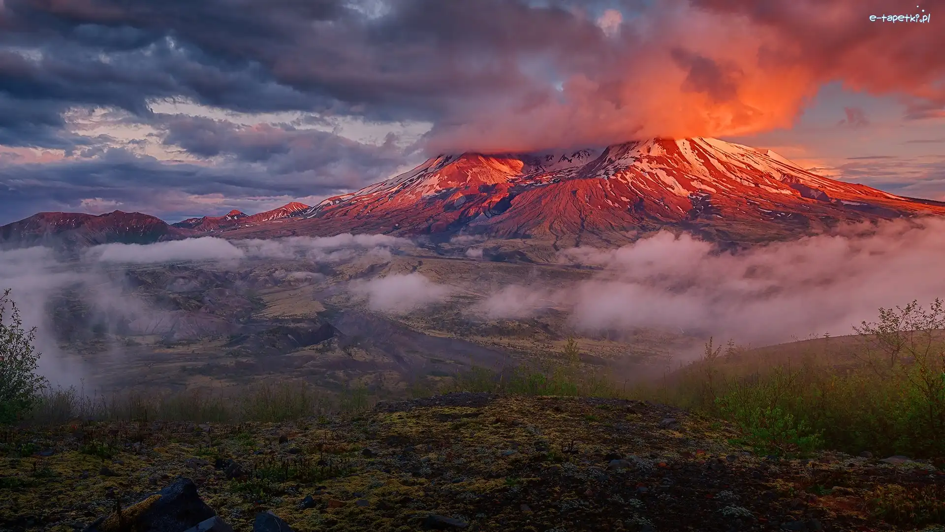 Chmura, Mgła, Mount St Helens, Wulkan, Góra, Stany Zjednoczone, Stan Waszyngton, Opadająca, Skały