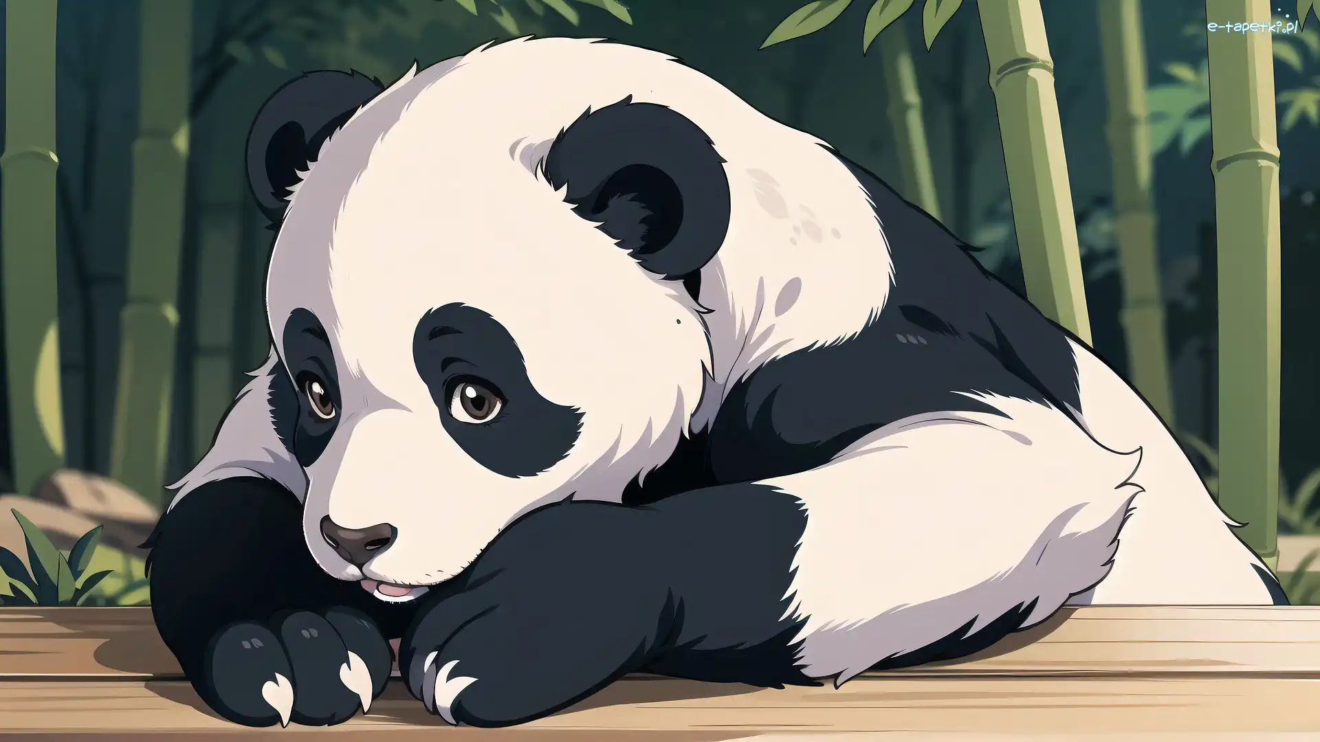 Zwierzęta, Bambusowy, Las, Grafika, Panda