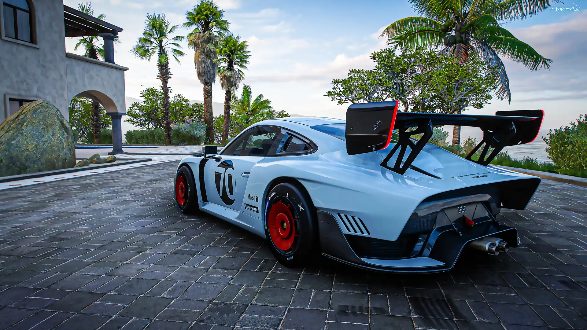 Niebieskie, Forza Horizon 5, Palmy, Dom, Porsche 935, Tył, Dziedziniec, Gra