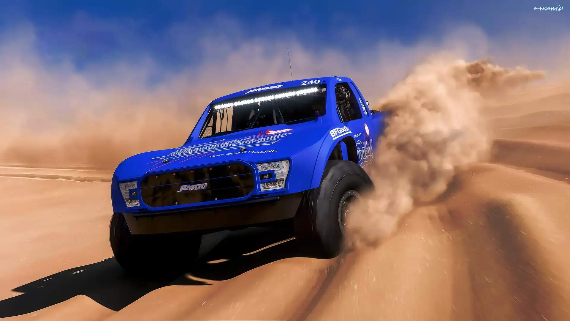Przód, Niebieski, Samochód, Forza Horizon 5 Rally Adventures, Gra, Rajd, Pustynia, Terenowy, Piasek
