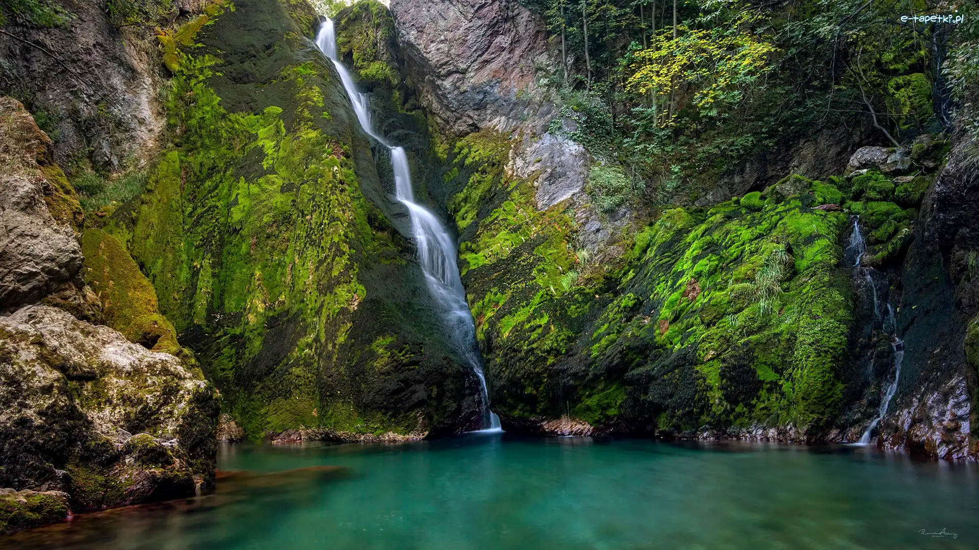 Kosowo, White Drin Waterfall, Wodospad, Roślinność, Skały