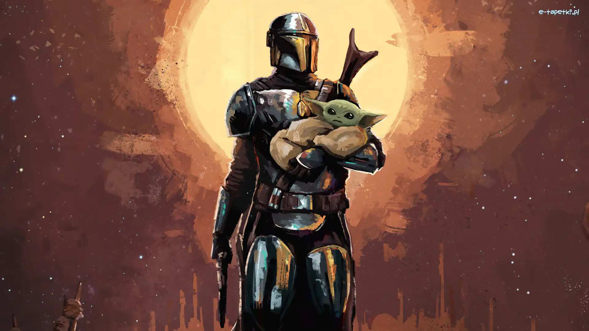 Postacie, Serial, Baby Yoda, Grogu, The Mandalorian, Mandalorianin, Din Djarin, Grafika