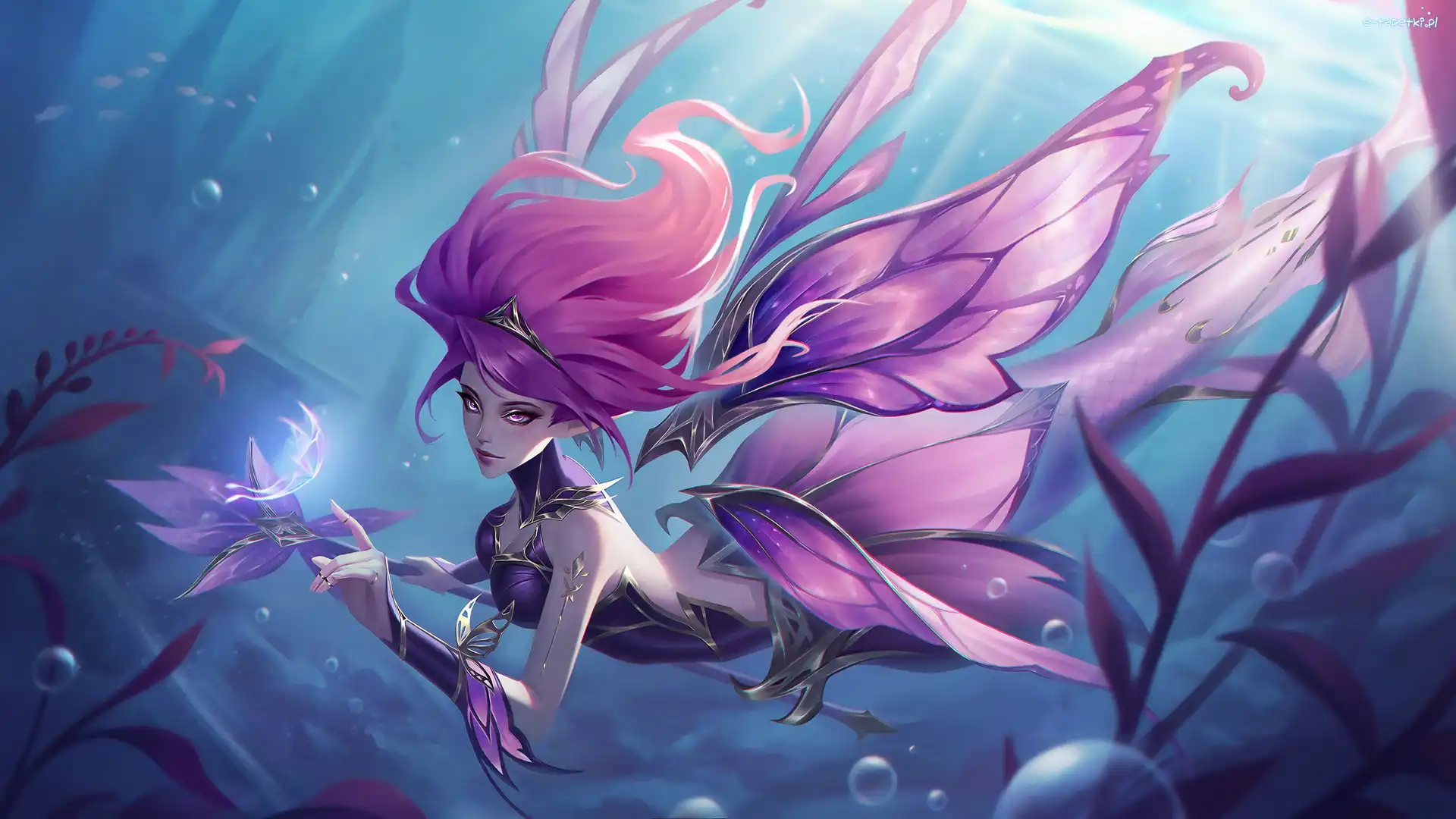Włosy, Syrena, Postać, League of Legends, Gra, Głębia, Skrzydła, Nami, Ogon