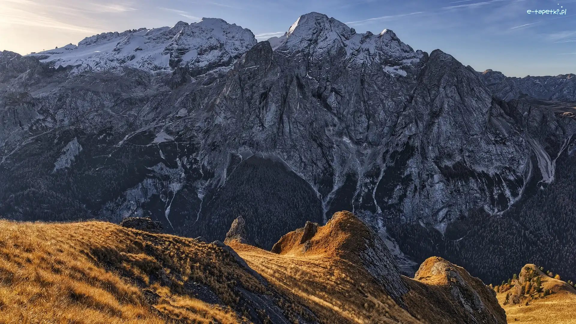 Włochy, Dolomity, Góry, Jesień, Marmolada