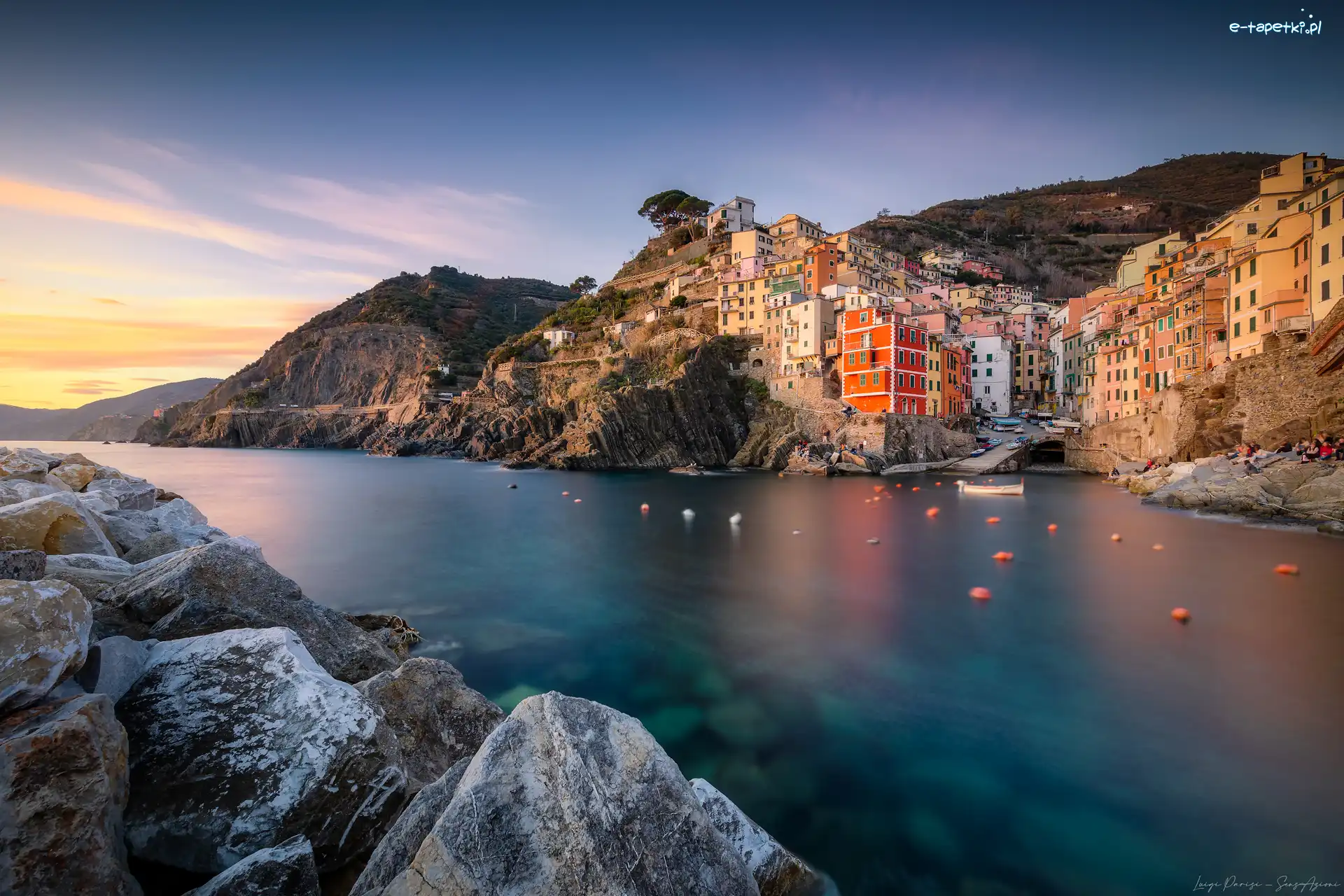 Riomaggiore, Włochy, Cinque Terre, Góry, Domy