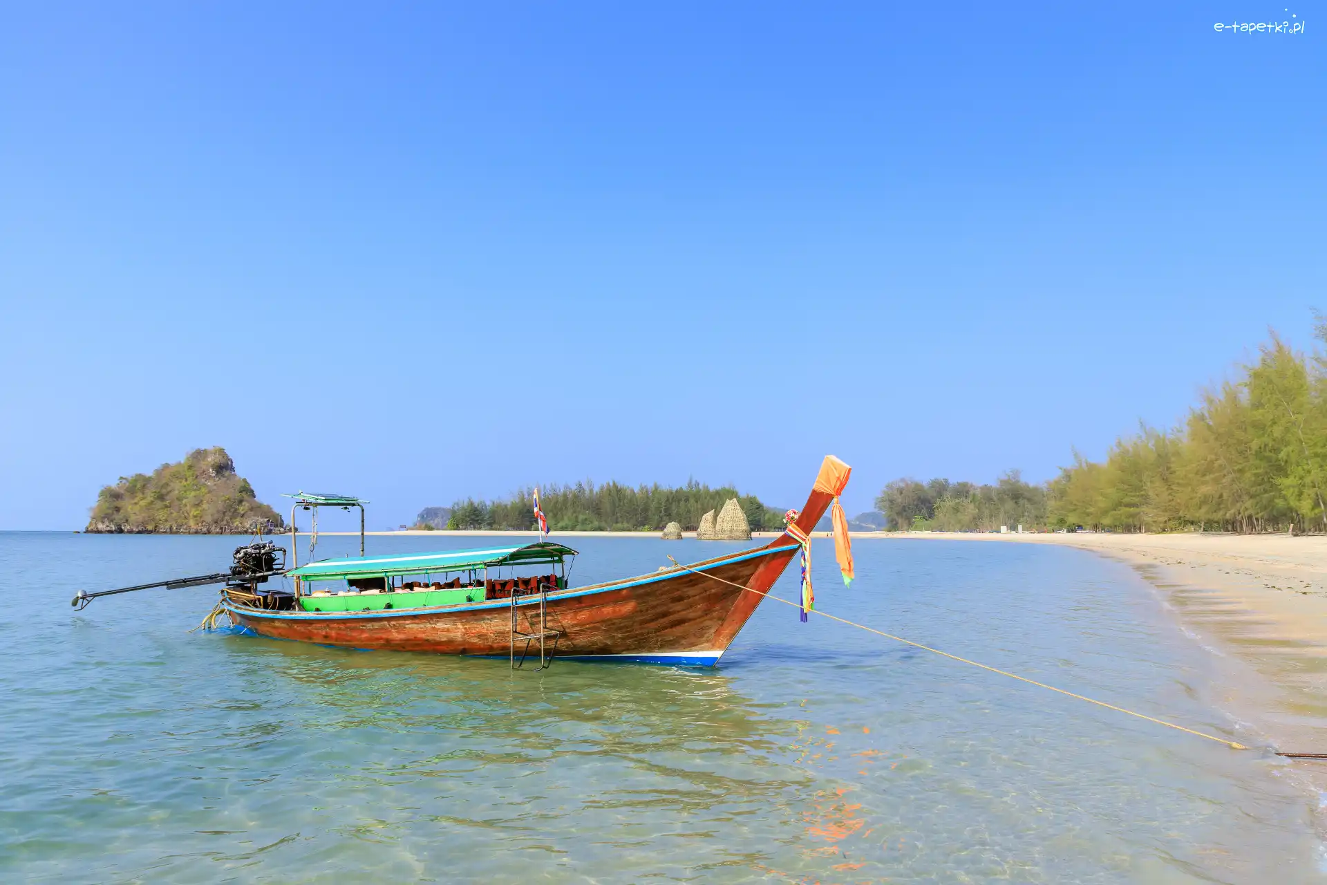 Łódź, Skała, Noppharat Thara, Plaża, Phuket, Tajlandia, Krabi, Drzewa, Morze Andamańskie
