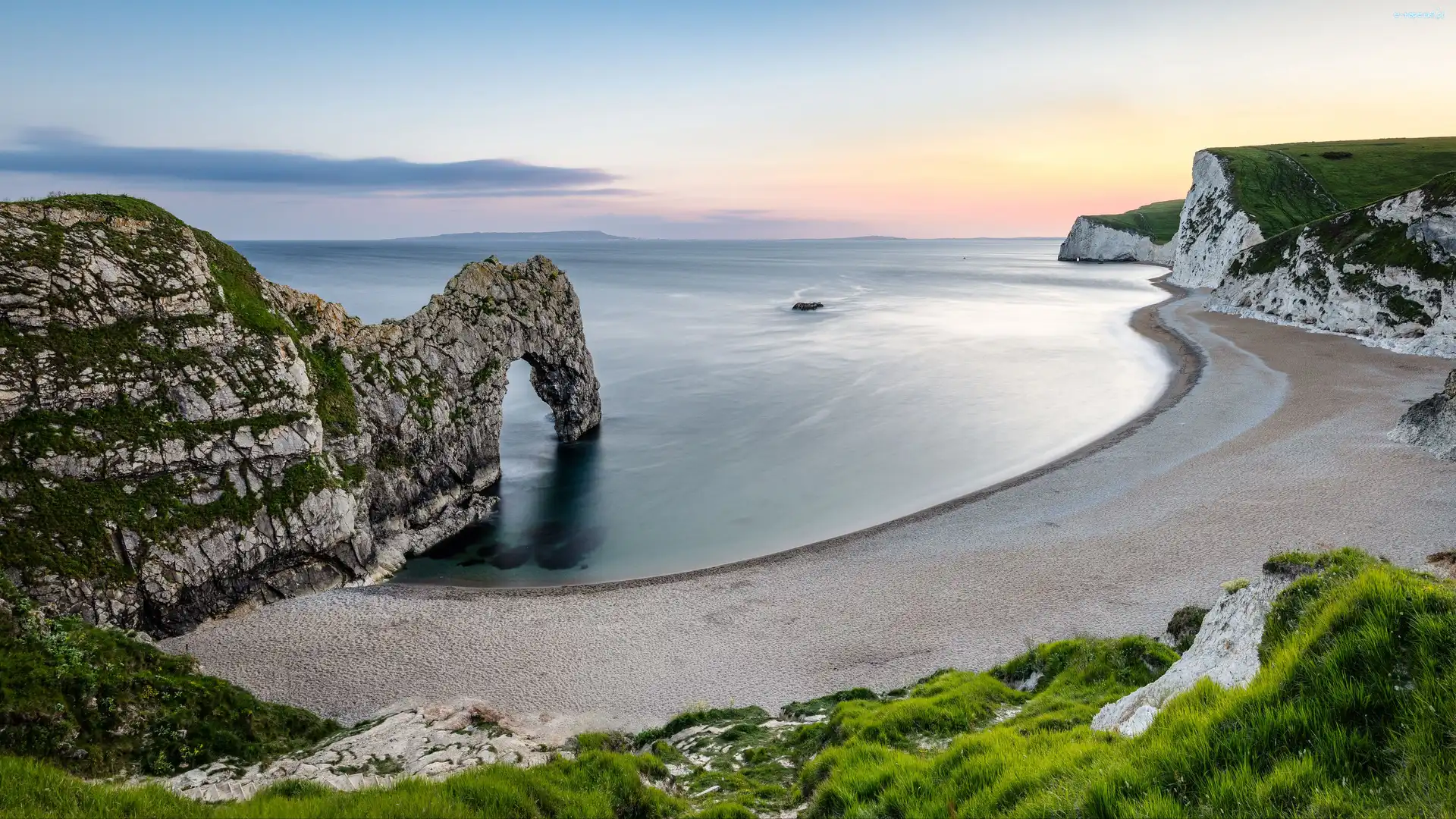 Plaża, Wybrzeże Jurajskie, Dorset, Hrabstwo, Anglia, Durdle Door, Łuk, Morze, Skały