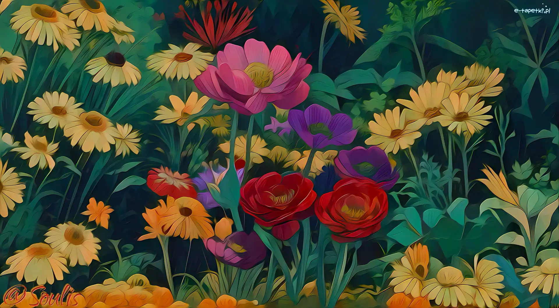 Kolorowe, 2D, Grafika, Kwiaty