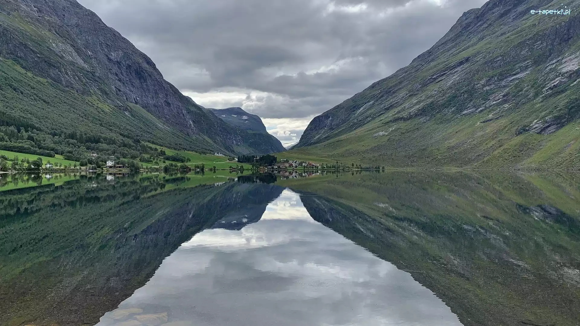 Trondelag, Domy, Odbicie, Norwegia, Jezioro Eidsvatnet, Góry