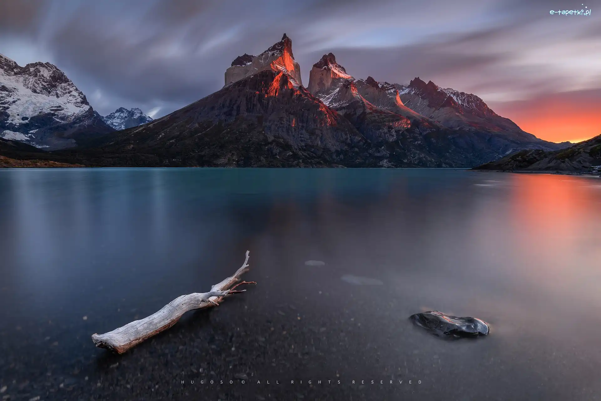 Patagonia, Jezioro, Park Narodowy Torres del Paine, Chile, Cordillera del Paine, Góry