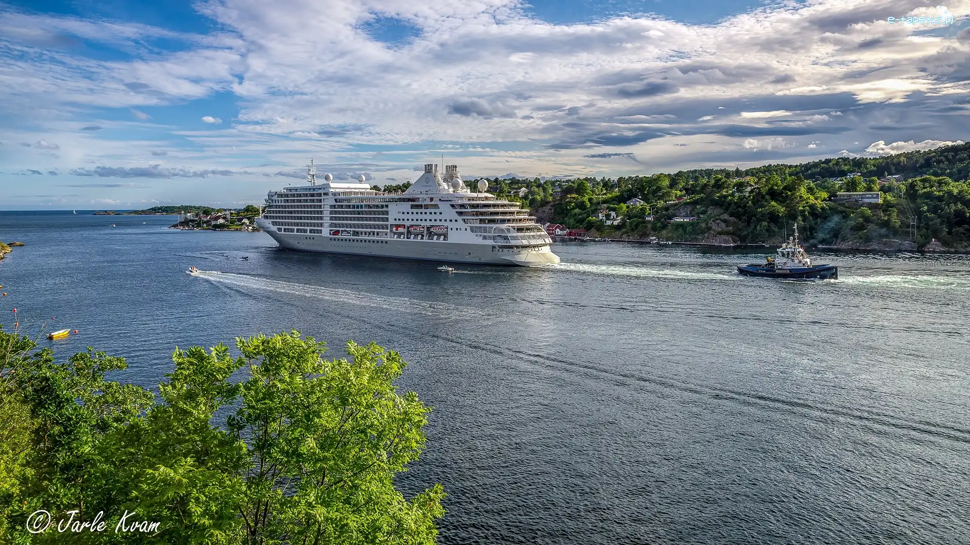 Arendal, Morze, Galtesund, Norwegia, Łódki, Statek pasażerski
