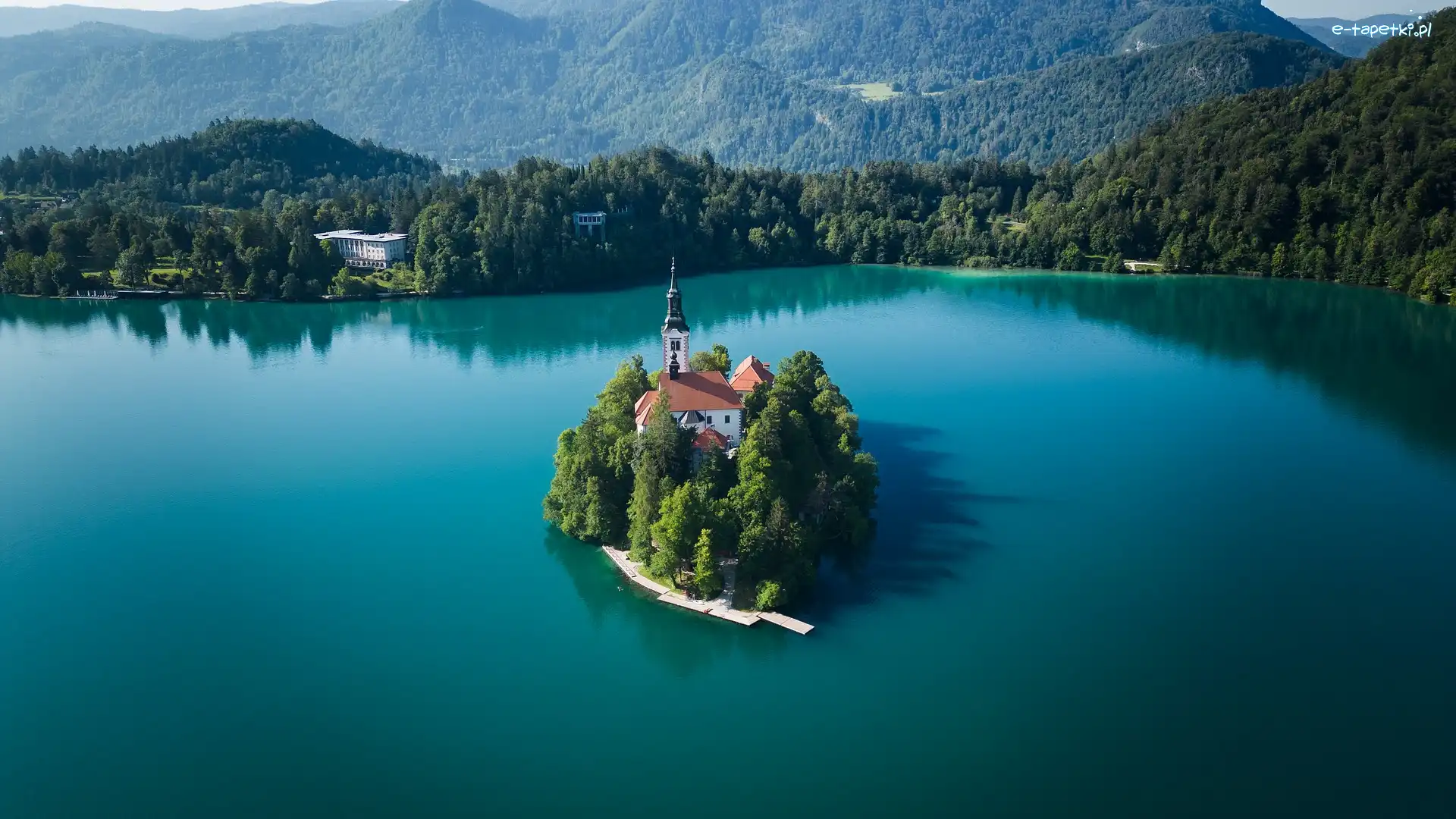 Alpy Julijskie, Jezioro Bled, Góry, Słowenia, Blejski Otok, Wyspa