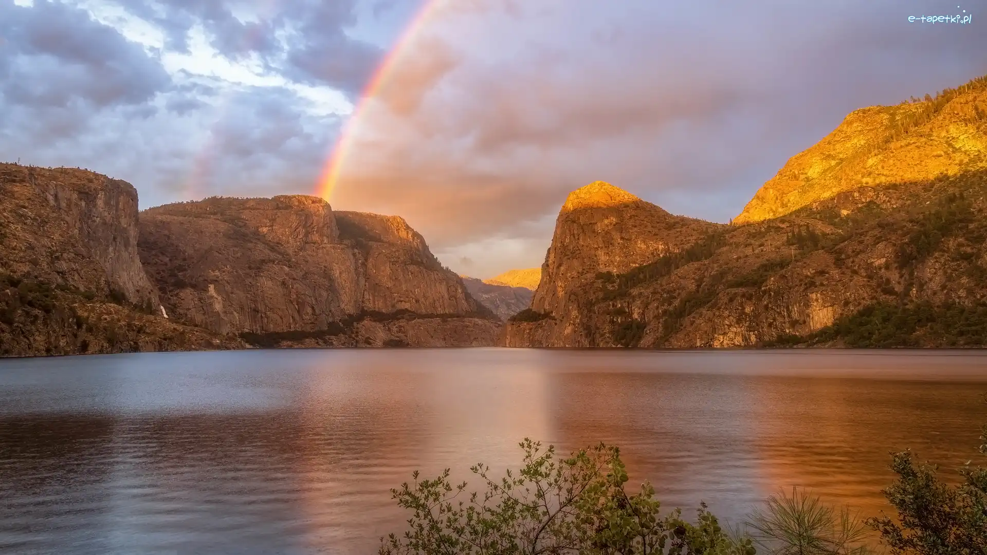 Rzeka, Park Narodowy Yosemite, Dolina, Tęcza, Góry, Stany Zjednoczone, Kalifornia, Hetch Hetchy, Tuolumne River