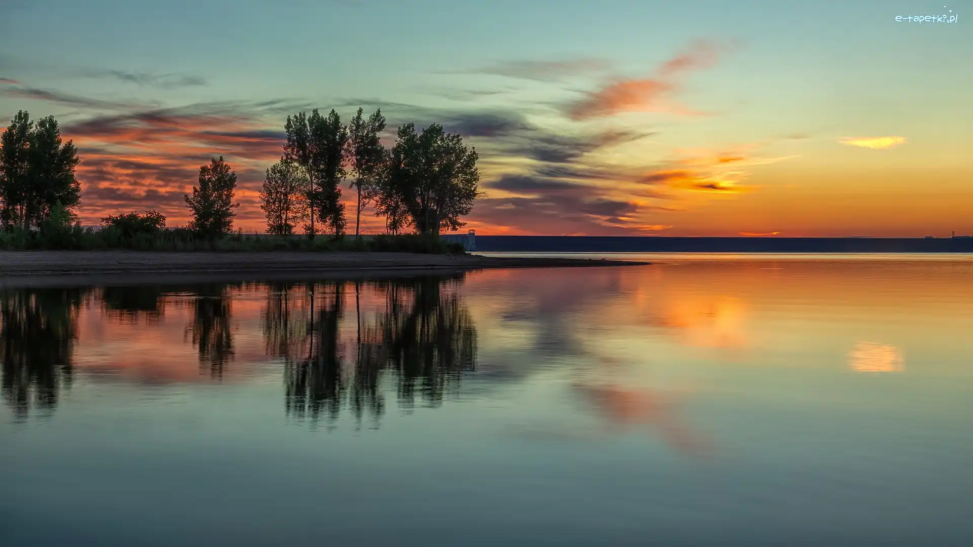 Chatfield State Park, Kolorado, Chmury, Drzewa, Park stanowy, Jezioro, Chatfield Lake, Stany Zjednoczone