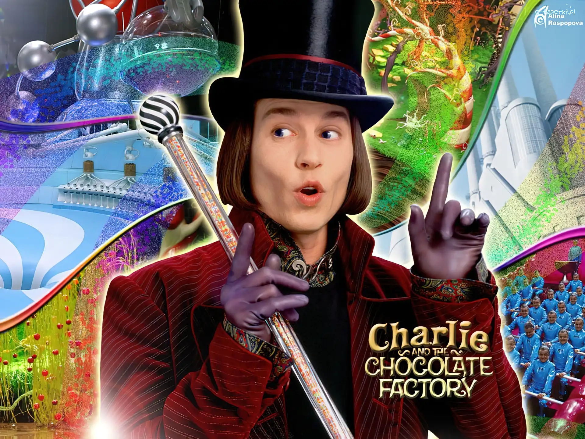 Johnny Depp, bajka, cylinder, Charlie And The Chocolate Factory