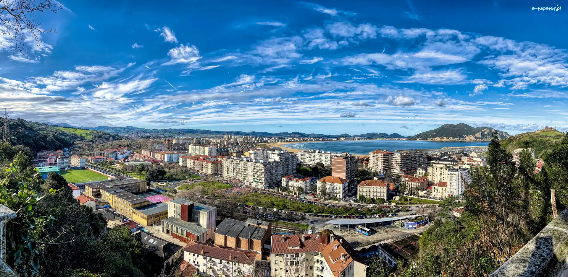 Budynki, Laredo, Panorama, Niebo, Miasto, Hiszpania