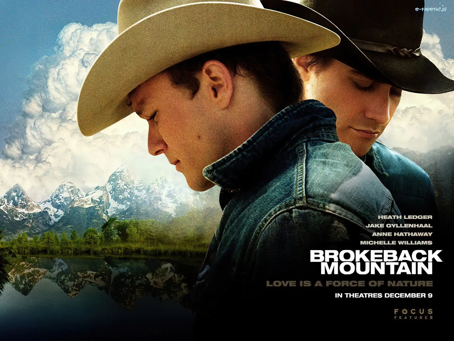 Brokeback Mountain, Heath Ledger, Jake Gyllenhaal, chmury, góry
